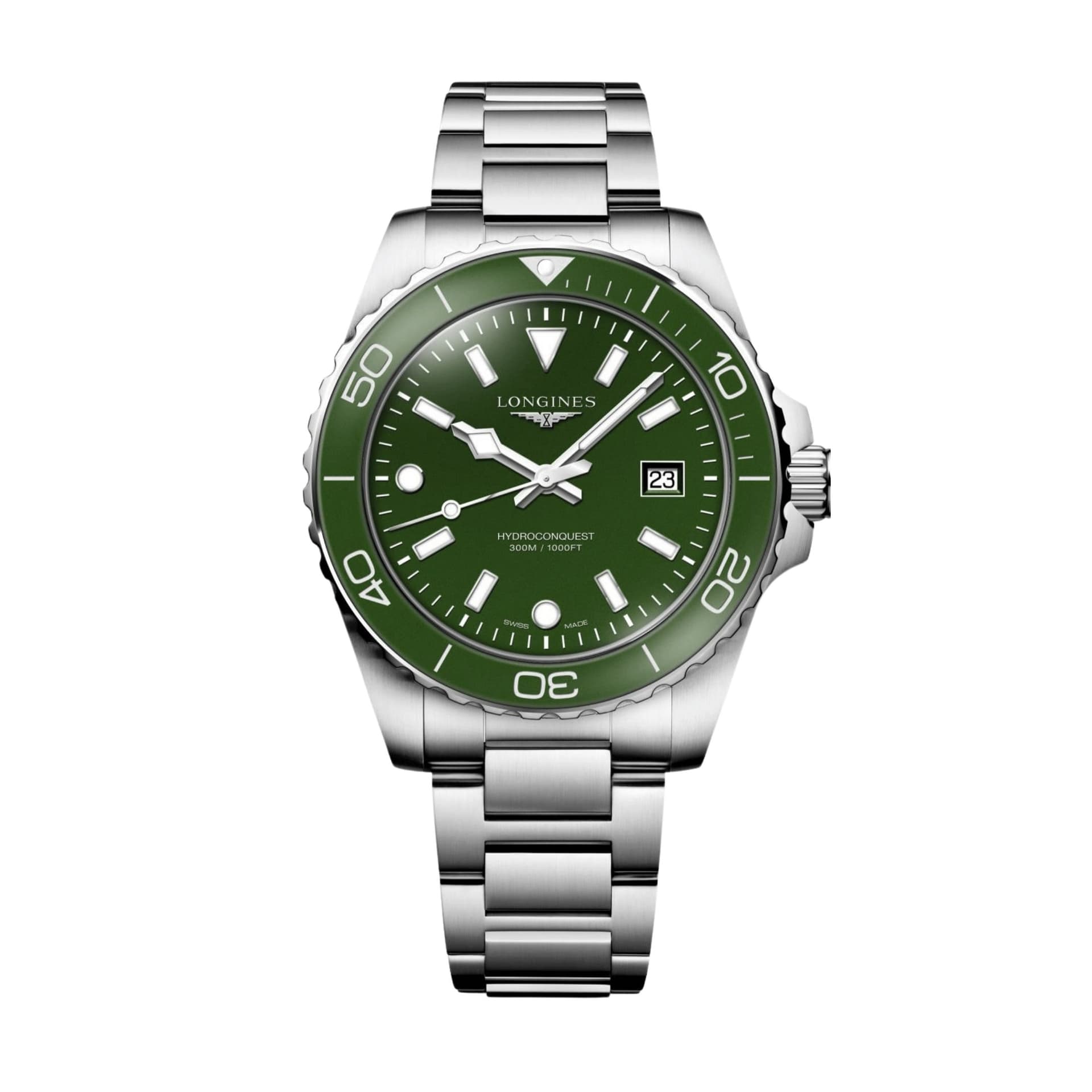 Longines Montre Longines HydroConquest quartz cadran vert bracelet acier 42 mm