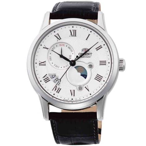 Orient Montre Orient Classic Sun & Moon Automatique Cadran Blanc Bracelet Cuir - RA-AK0008S