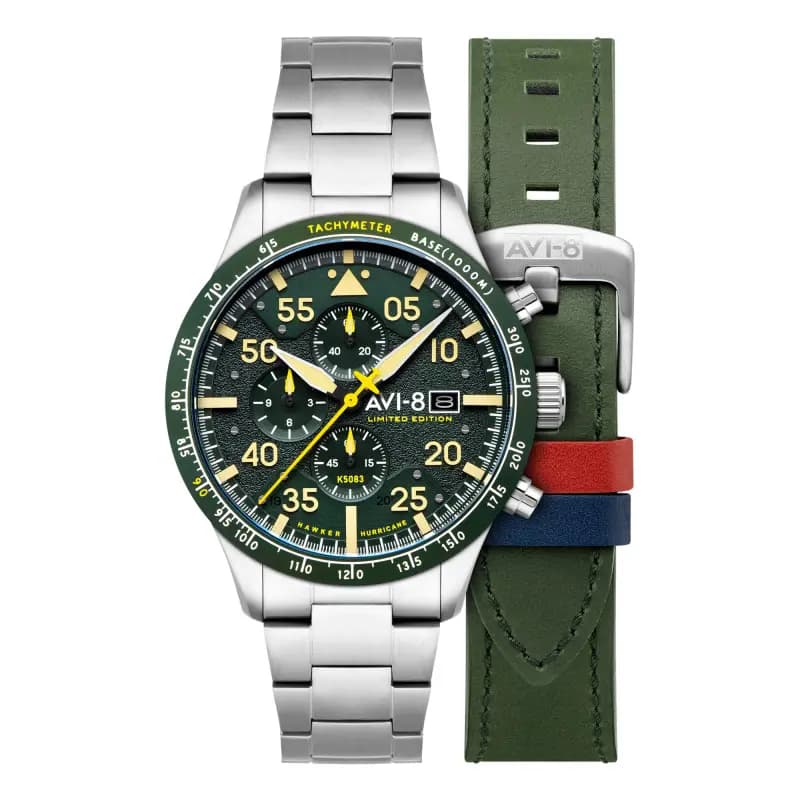 Avi-8 Montre Hawker Hurricane 90Th Anniversary Chronograph Limited Edition Tarmac Green AV-4130-33