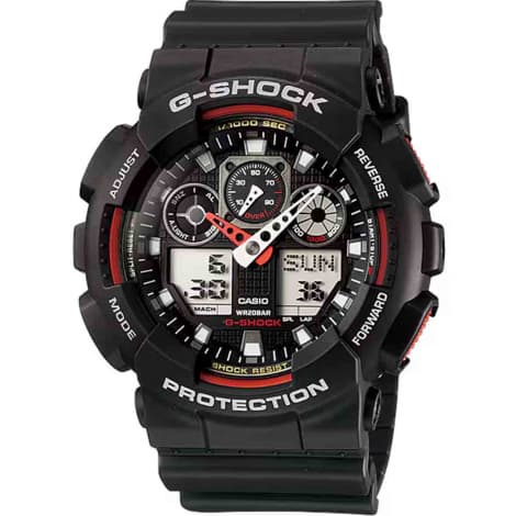 Casio Montre GShock Classic - Série GA-100 - Noir & Rouge 55.1 x 51.9 mm- GA-100-1A4