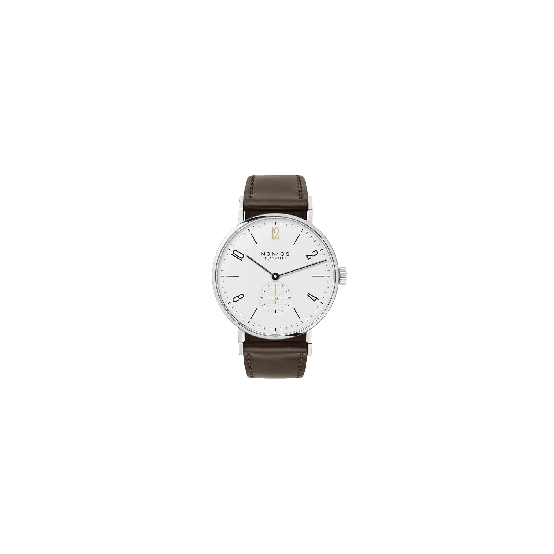 Nomos Montre Nomos Tangente Edition Limitée Centenaire Lepage mécanique cadran blanc bracelet cuir marron 38 mm