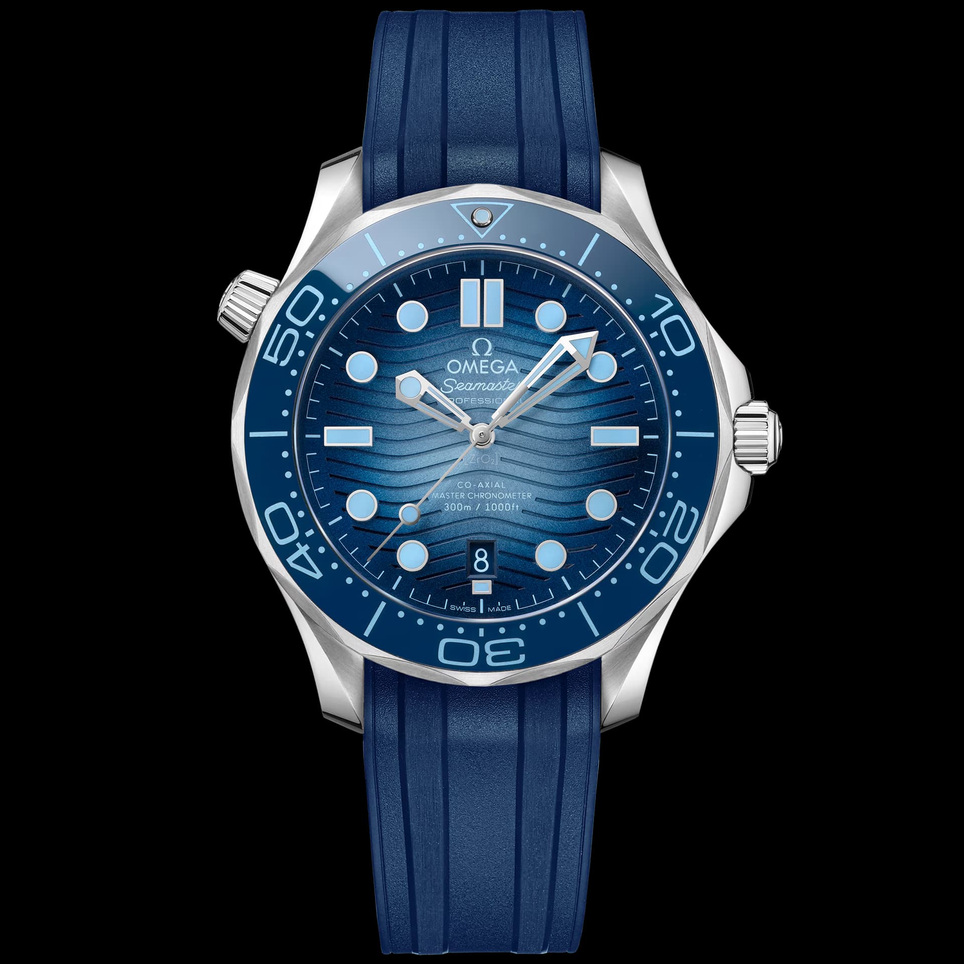 Omega Seamaster 42 mm, acier sur bracelet caoutchouc