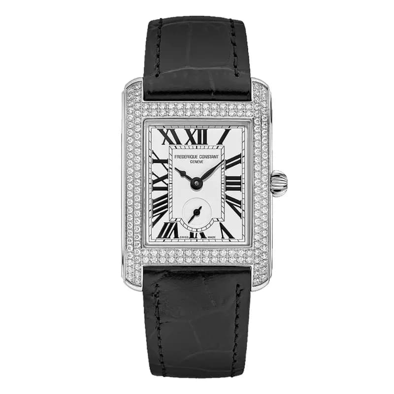 Frédérique Constant Montre Frederique Constant Classics Carree Small Seconds Quartz Cadran Argent Bracelet Cuir de veau