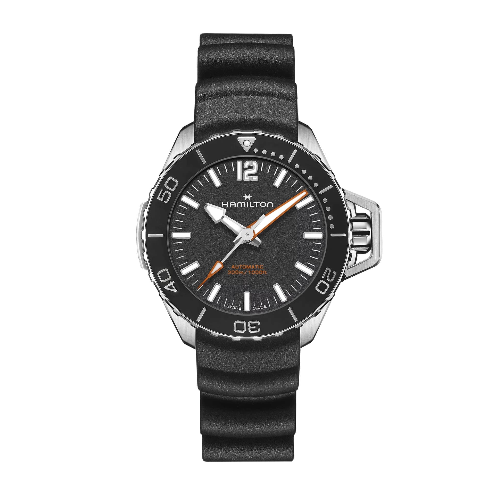 Hamilton Montre Hamilton Khaki Navy Frogman automatique cadran noir bracelet caoutchouc noir 41 mm
