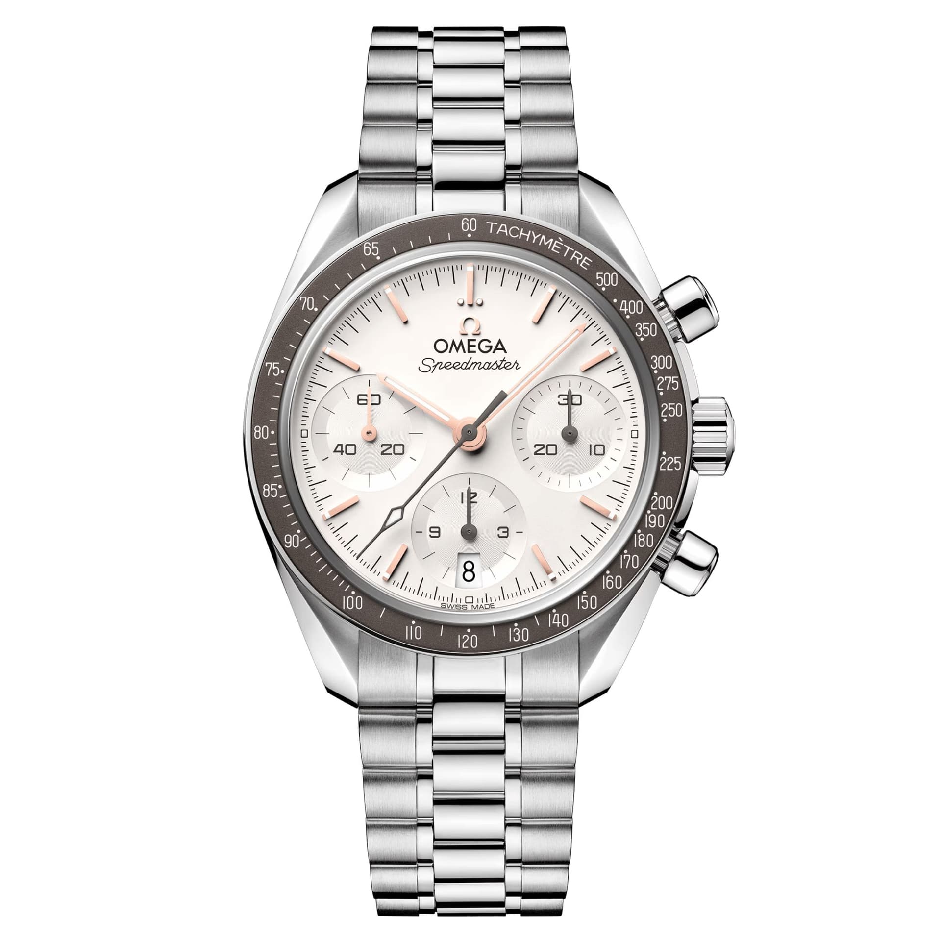 Omega Montre Omega Speedmaster 38 automatique cadran opalin argenté bracelet acier 38 mm
