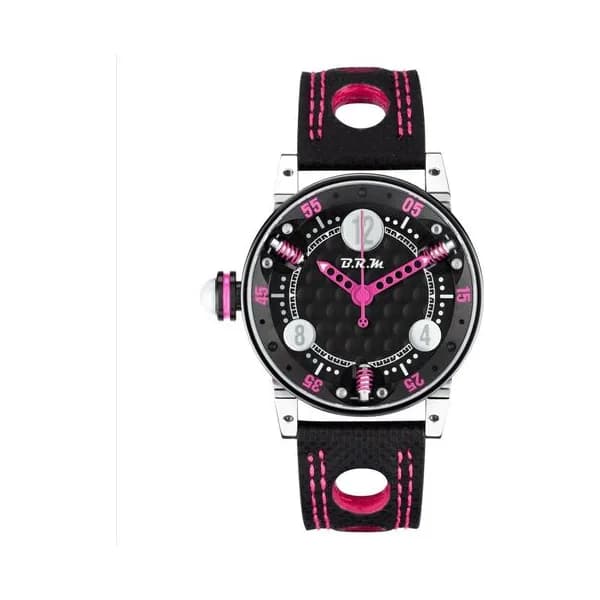 B.R.M Montre BRM GF7 automatique inox traité PVD noir aiguilles roses 38 mm