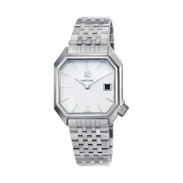 March LA.B Mansart Automatique - White Date - Acier 7 Maillons