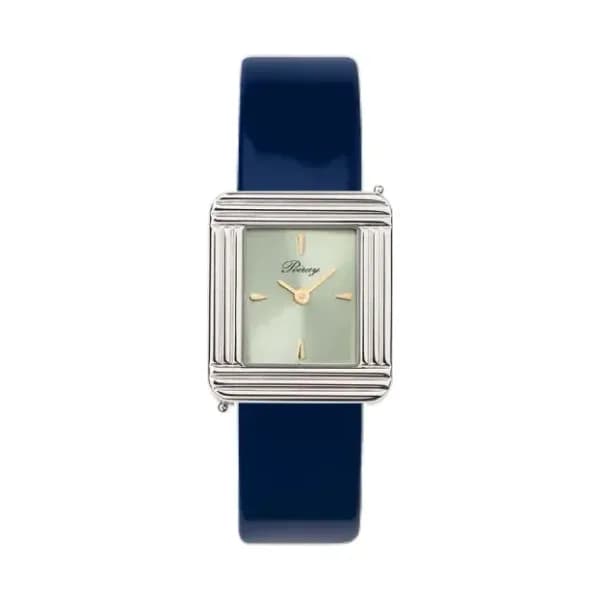 Poiray Montre Poiray Ma Première Acier Cadran Vert Bracelet Veau Vernis Marine