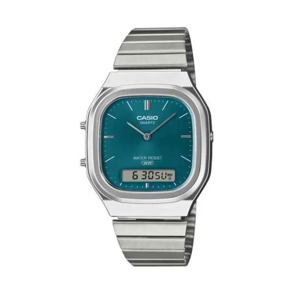 Casio Montre Casio Vintage - Série AQ-240E- Vert Bleu 40.9 X 35.8 mm- AQ-240E-3A