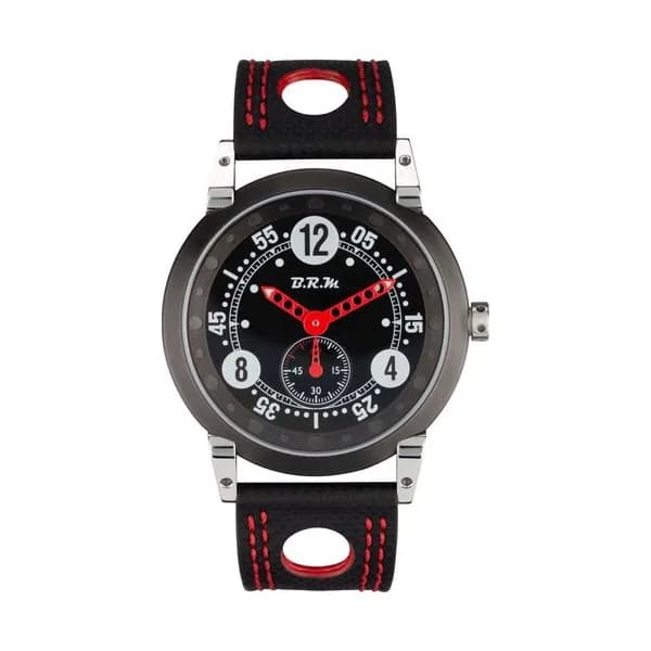 B.R.M Montre BRM FLT42 remontage manuel inox aiguilles rouges bracelet tissu technique 42 mm