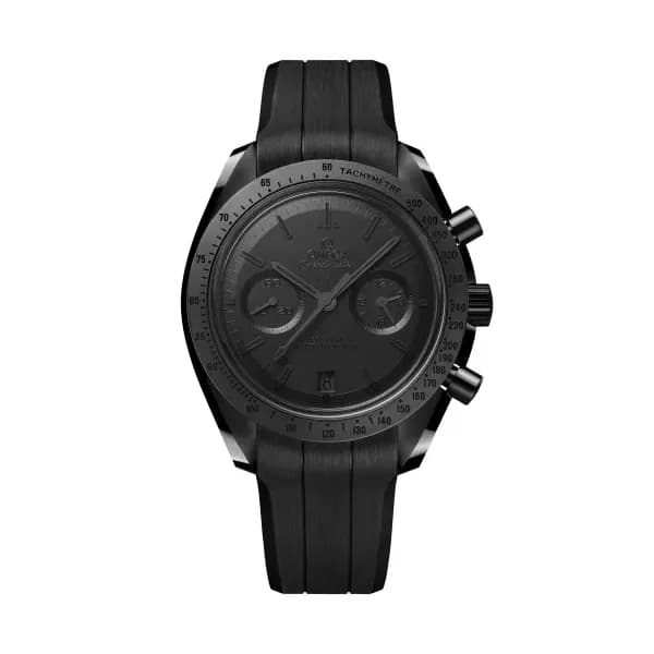 Omega Speedmaster 44,25 mm, céramique noire sur bracelet caoutchouc