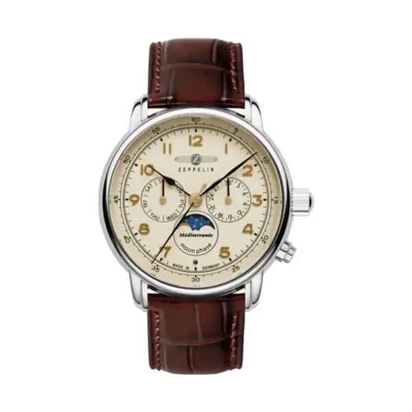 Zeppelin Montre Zeppelin Collection Jahre Mediterranee en Cuir Marron