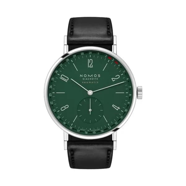 Nomos Montre Nomos Tangente Neomatik 38 Update automatique fond saphir cadran vert bracelet cuir noir 38,5 mm