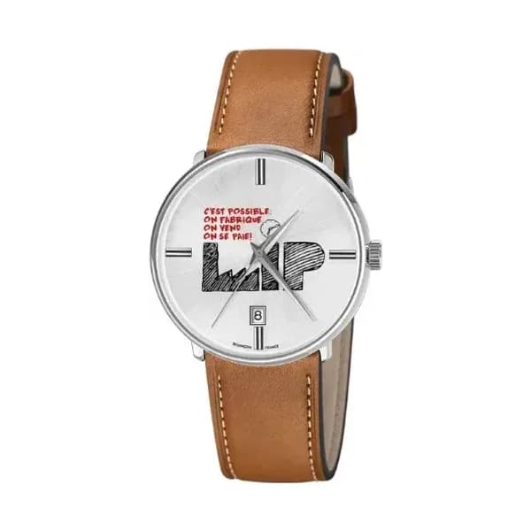 Lip Montre Lip "C'est Possible" quartz cadran argenté bracelet cuir 38 mm