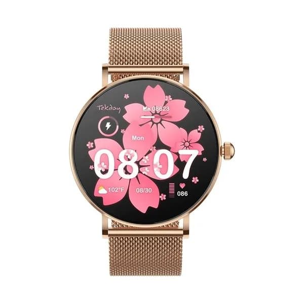 Tekday Montre Connectée Tekday en Acier Doré Rose