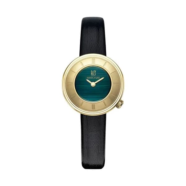 March LA.B Montre March LA.B Lady VOLANTE Malachite cadran vert bracelet cuir noir 30 mm