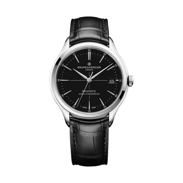 Baume & Mercier Montre Baume et Mercier Classima COSC automatique cadran noir bracelet cuir noir 40 mm