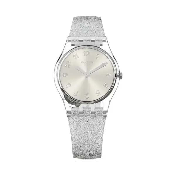 Swatch Montre Swatch Lady Silver Glistar Too en Plastique Transparent