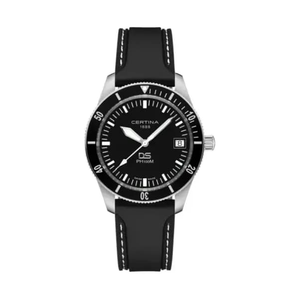 Certina Montre Certina DS PH100M 40,5mm Gent Cadran Noir Bracelet Caoutchouc