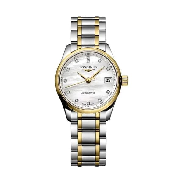 Longines Montre Longines Master Collection 25.50 mm Automatique Cadran Nacre blanche Bracelet Acier et coiffe en or jaune