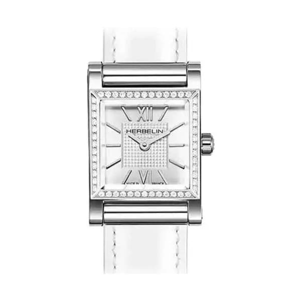 Michel Herbelin Montre Antares Personalisable- Boîtier Carré Index - Diamants - H17144AP52Y08