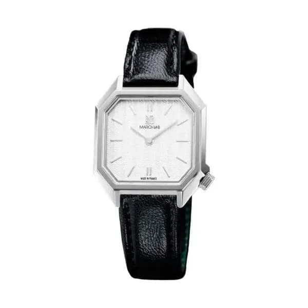 March LA.B Montre March LA.B Milady Mansart Electrique Chevrons Blancs Chevreau Noir
