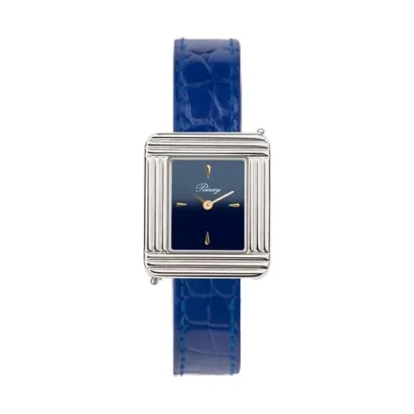 Poiray Montre Poiray Ma Première Mini Acier Cadran Bleu Bracelet Alligator Bleu