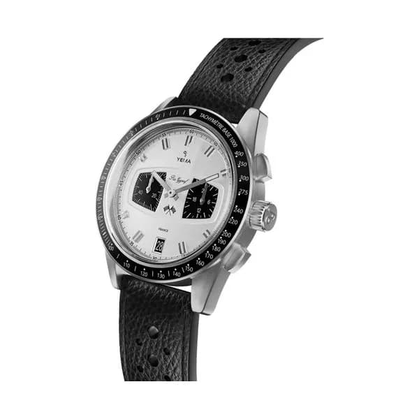 Yema Montre Yema Rallygraf Meca-Quartz II Panda cadran blanc bracelet cuir 40 mm