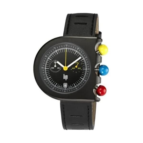 Lip Montre Lip Mach 2000 Chronographe quartz cadran noir bracelet cuir noir