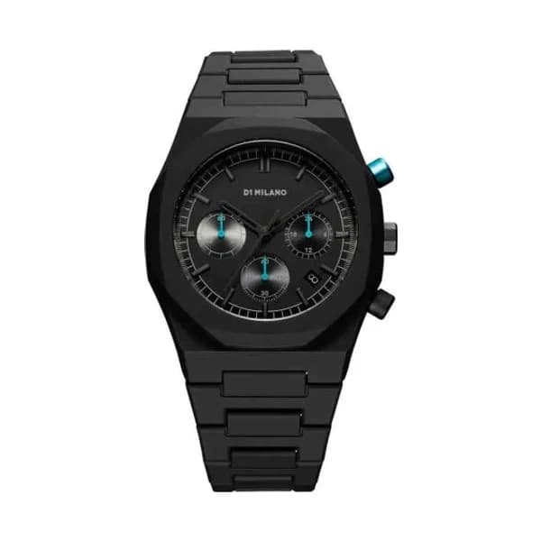 D1 Milano Montre D1 Milano Polychrono Characoal Black Quartz - 40,5 mm- Cadran Noir - PHBJ07