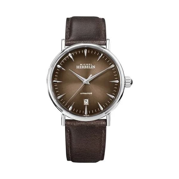 Michel Herbelin Montre Michel Herbelin Inspiration automatique cadran marron bracelet cuir marron 40 mm