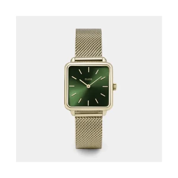 Cluse La Tétragone Watch Mesh, Green, Gold Colour