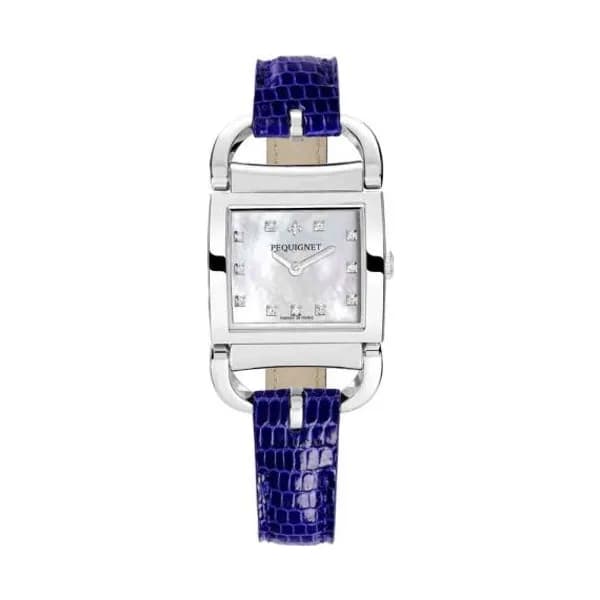 Pequignet E. Montre Pequignet Attellage Quartz - Cadran Nacre Blanc - Bracelet Bleu - 5894503CD-L