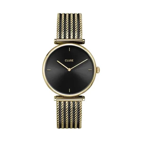Cluse Triomphe Watch Mesh, Black, Gold colour