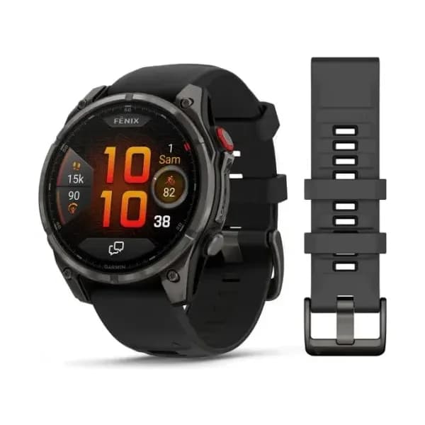 Garmin Montre Garmin Fenix 8 Pro 47mm AMOLED Sapphire Titane Bracelet Cuir Noir + Silicone