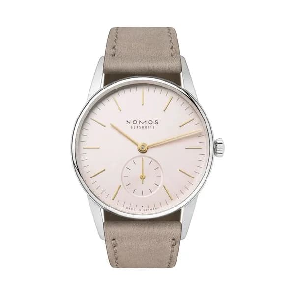 Nomos Montre NOMOS Orion 33 mécanique cadran rose bracelet cuir beige 32,8 mm