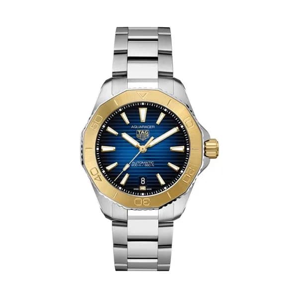 TAG Heuer Montre TAG Heuer Aquaracer Professional 200 automatique Or jaune cadran bleu bracelet acier 40 mm