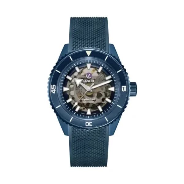 Rado Montre Rado Captain Cook High-Tech Ceramic Skeleton Bracelet Caoutchouc Bleu