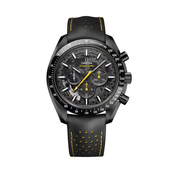 Omega Speedmaster 44,25 mm, céramique noire sur bracelet caoutchouc