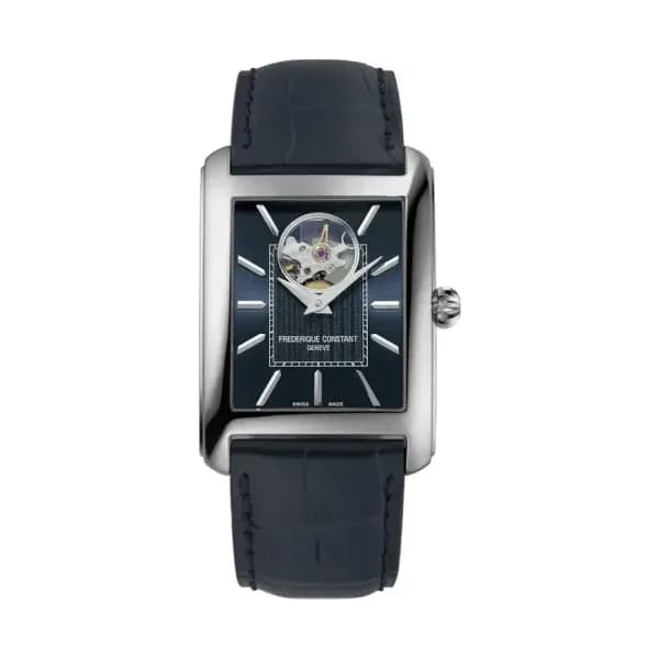 Frédérique Constant Montre Frédérique Constant Classics Carrée Heart Beat Automatique Automatique Cadran Bleu foncé Bracelet Cuir - FC-311N4C26