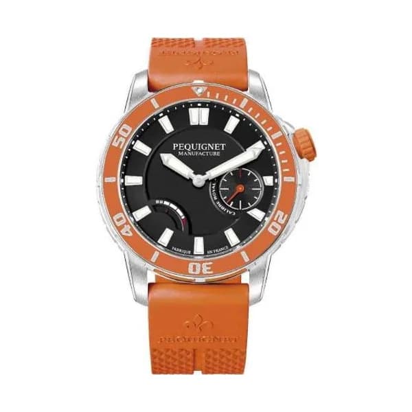 Pequignet Montre Pequignet Royale 300 Automatique Cadran Noir - 9050343-Silicone Orange