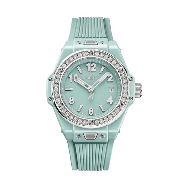 Hublot One Click Mint Green Ceramic Diamonds
