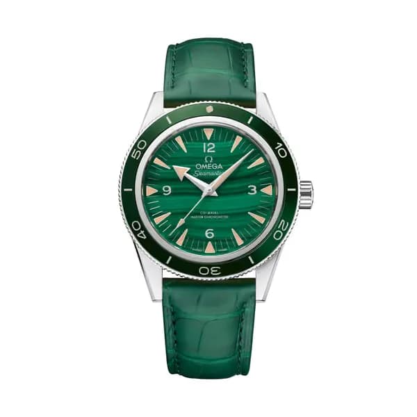 Omega Seamaster 41 mm, platine sur bracelet en cuir