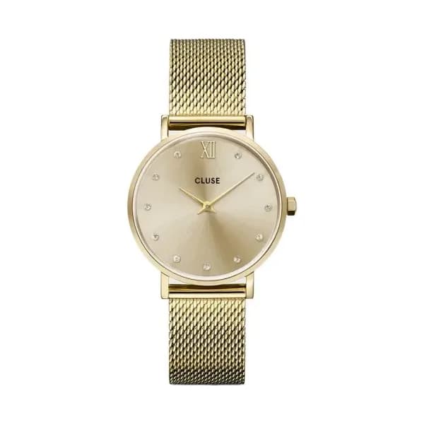 Cluse Minuit Watch Mesh Crystals, Full Gold Colour
