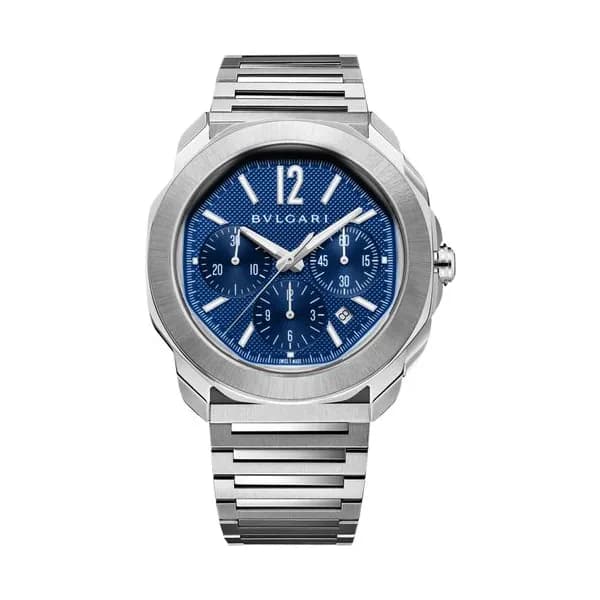 Bulgari Montre Bulgari Octo Roma Chronographe automatique cadran bleu bracelet acier 42 mm
