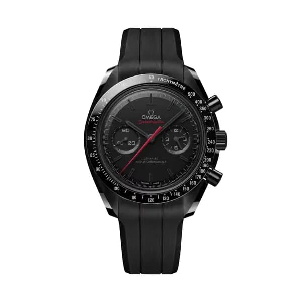 Omega Speedmaster 44,25 mm, céramique noire sur bracelet caoutchouc