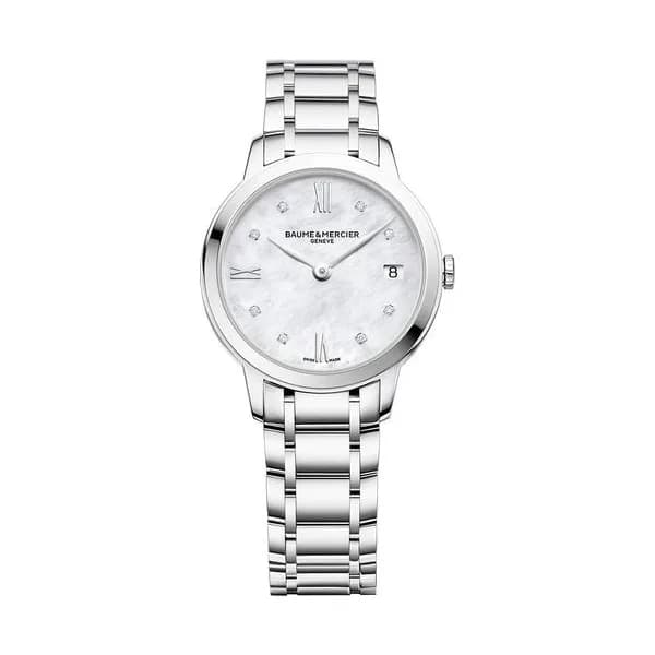 Baume & Mercier Montre Baume et Mercier Classima quartz cadran nacre index diamants bracelet acier 31 mm