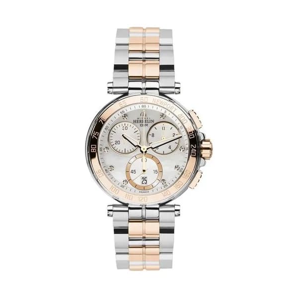 Michel Herbelin Montre Michel Herbelin Newport quartz chronographe cadran argent bracelet acier bicolore 34 mm