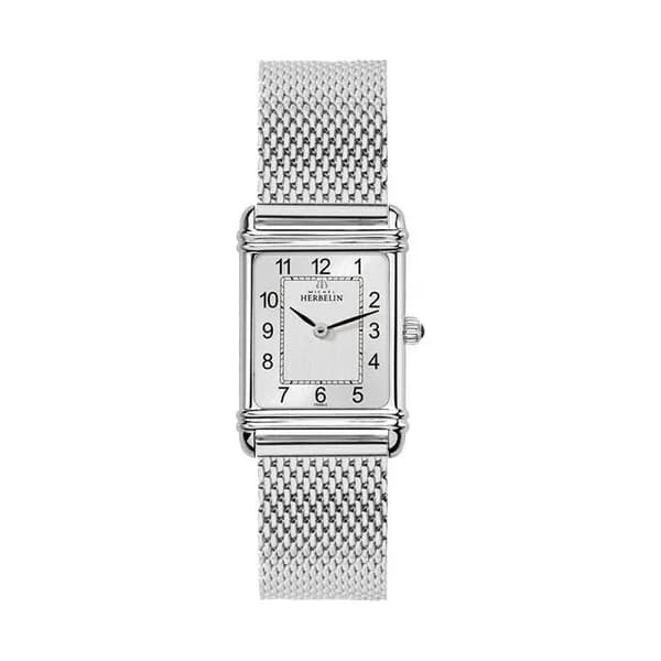 Michel Herbelin Montre Michel Herbelin Art Déco quartz cadran argenté bracelet acier maille milanaise