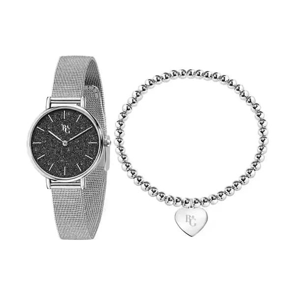 B&G Coffret B&G PREPPY Montre Femme en Métal Gris et Bracelet
